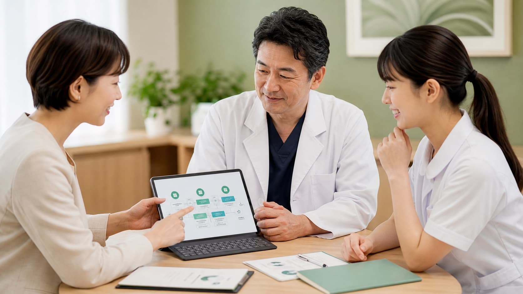 医療機関と導入要件を整理しているイメージ